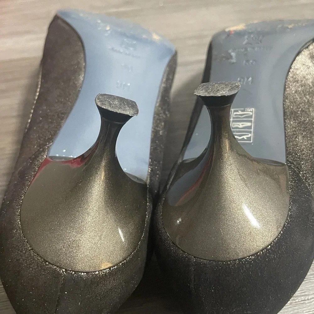 VIA‎ SPIGA Italy Womens Sz 9M Kitten Heel Pumps Gunmetal Distressed Leather Bow